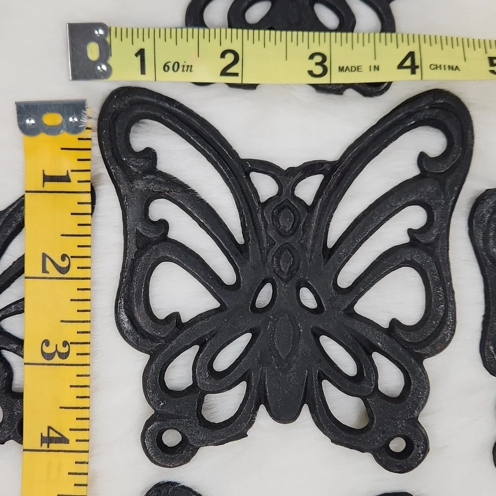 IRON Butterflies, Set of 5 Trivets, Vintage 70s Taiwanese